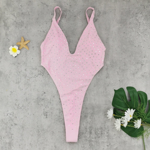 Backless High Slit One Piece Swimsuit
